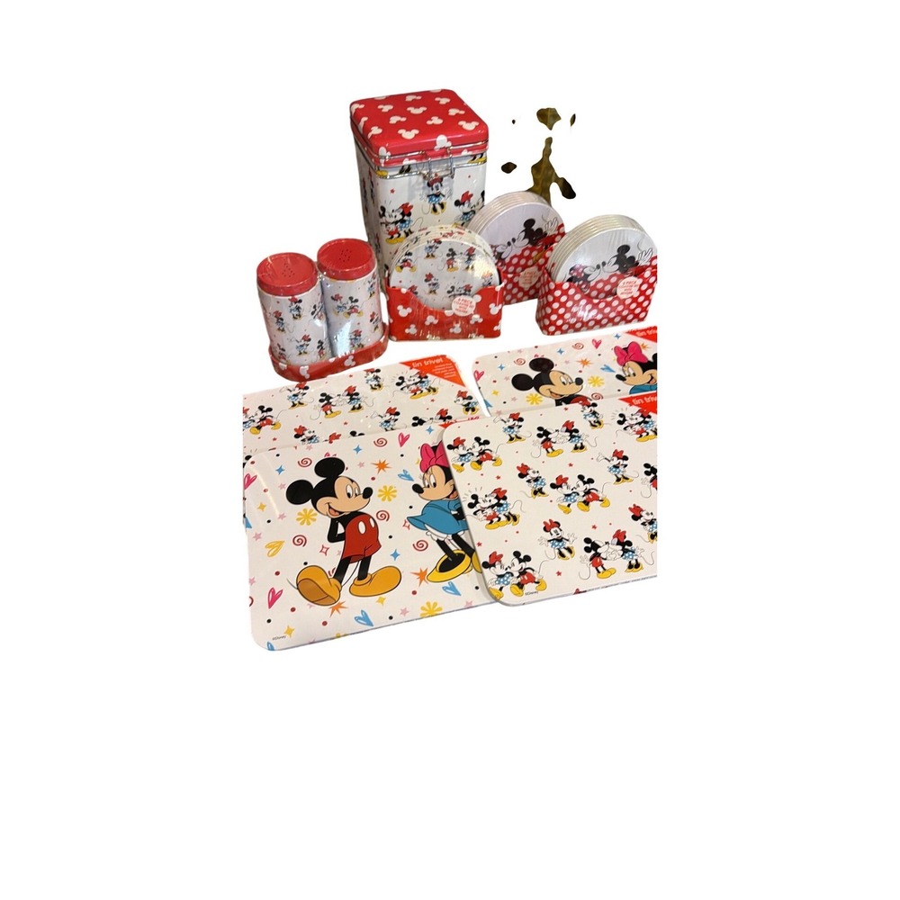Disney‎ Mickey Minnie Kitchen Set Canister Shakers Coasters Trivets
